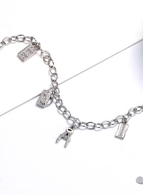 跨境s925纯银字母手链女仿简约时尚可调节长短手饰源头