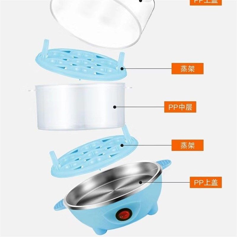 家用快速煮蛋器自动断电大容量蛋羹蒸蛋器防干烧双V层小蒸笼热食 - 图1