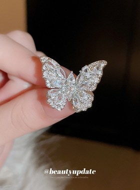 女士大码食指戒指手粗胖s手大号可调节适合胖mm胖妹妹的轻奢高级