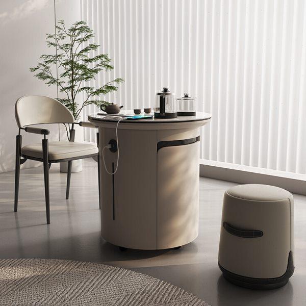 轻奢阳台可移动小茶台家用小型茶车边柜岩板现代圆形茶桌椅组合,淘宝优惠券,粉丝福利购,淘宝优惠卷