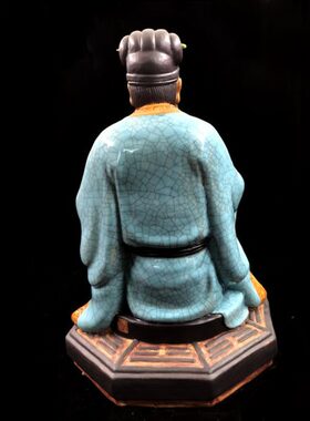 石湾公仔陶瓷诸葛亮摆件孔明三国人物工艺品读春秋坐像羽扇纶巾