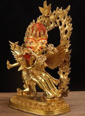 普巴金刚像摆件 西藏宗仿尼泊尔手工全鎏金供护像10寸