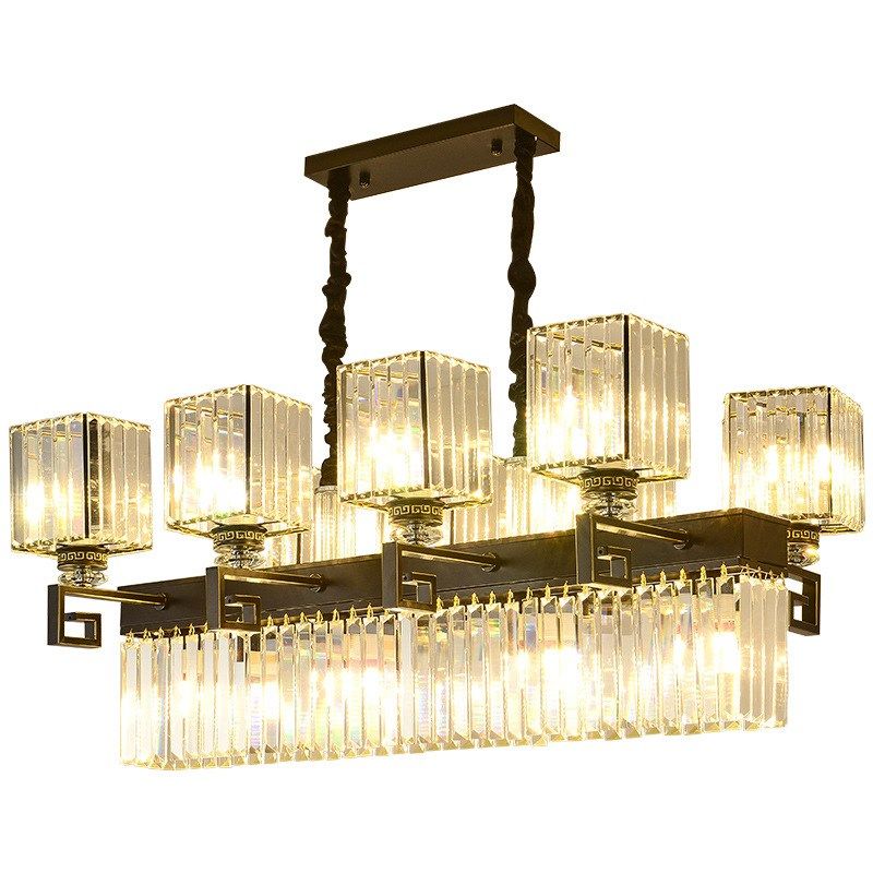 新中式水晶吊灯餐厅中国风禅意轻奢D饭厅吊灯现代简约长方形家用,淘宝优惠券,粉丝福利购,淘宝优惠卷