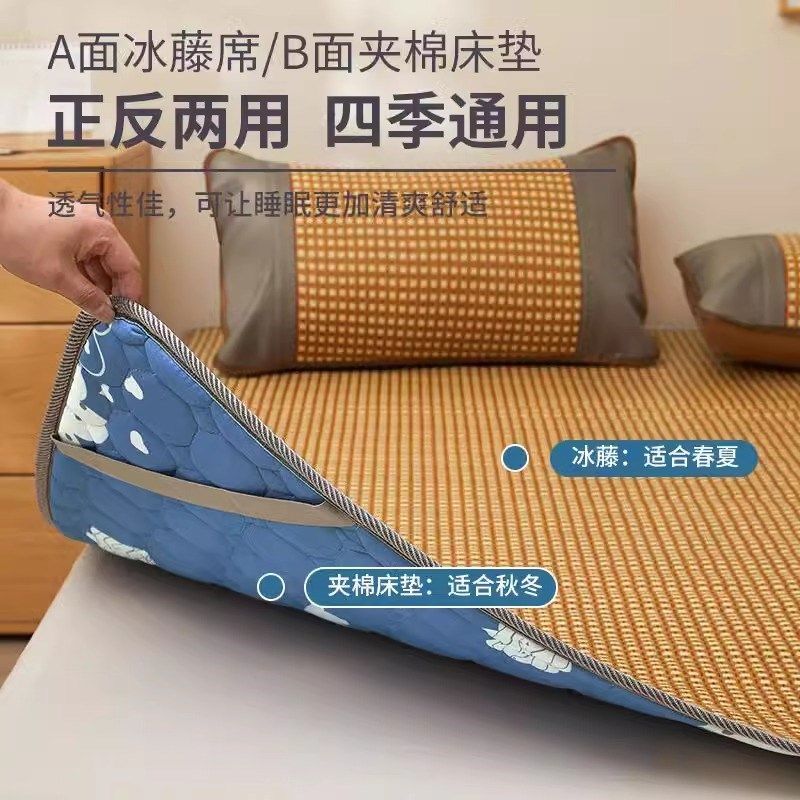 凉席双面冬夏f两用学生宿舍单人褥子可折叠垫床垫藤席地毯垫床褥,淘宝优惠券,粉丝福利购,淘宝优惠卷