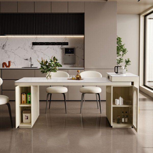 2025岩板岛台餐桌一体现简约家用厨房多功能带电磁炉可伸缩岛台,淘宝优惠券,粉丝福利购,淘宝优惠卷