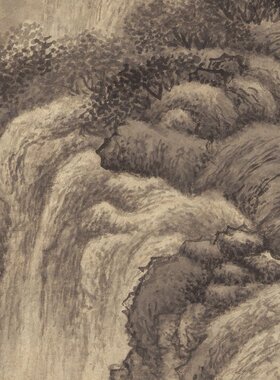 清王鉴仿范宽山水图挂轴条幅卷轴山水画名画真迹复制品书房玄关画