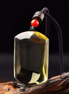 无事牌太天然可牌子平安平女男士项链吊坠礼物无字刻字挂件黄水晶