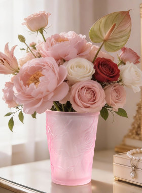 古东东琉璃浮雕玫瑰水杯烛台花瓶