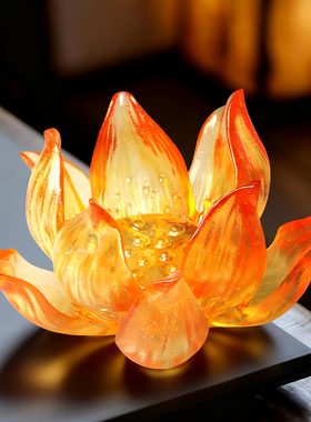 古法琉璃莲花香插东方雅致礼摆件