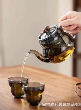 福禄侧把玻璃泡茶壶2024新款加厚耐高温家用电陶炉煮茶水分离茶具