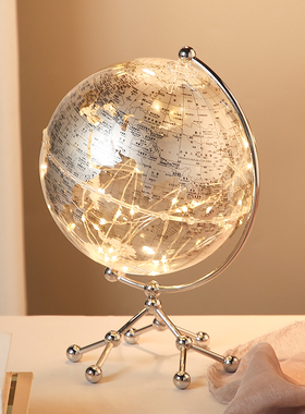 创意地球仪摆件透明轻奢家居客厅电视K柜书房办公室桌面装饰品