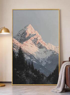 雪山风景玄关装饰画入户正对门挂画走廊过道客厅大气沙发背景壁画
