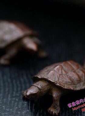纯铜手工仿古实心紫铜茶宠小物件 乌龟寿龟 茶道小摆件