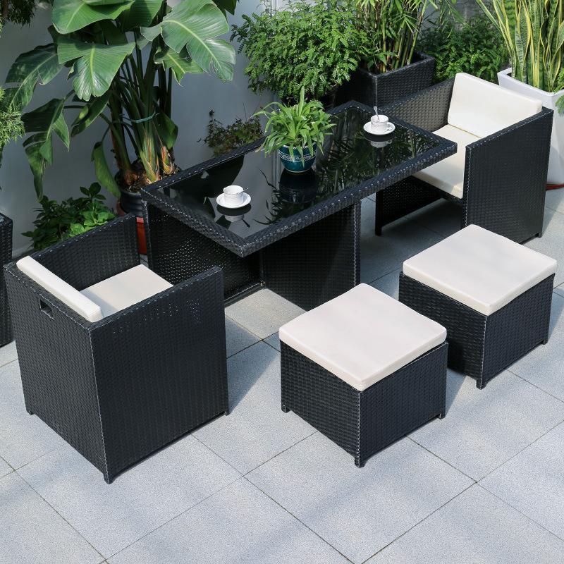 户外藤编桌椅室外庭院阳光房休闲创意椅子露天阳台藤椅三件套组合 - 图0