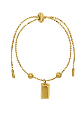 法国小众饰品抽拉扣可以调节大小金砖钢珠手链钛钢18k金手饰 E224