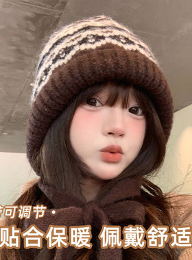费尔岛风百搭针织帽子