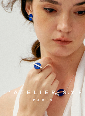 L’ATELIER S.Y.F天然青金石轴心银戒指小众设计时尚简约大气轻奢