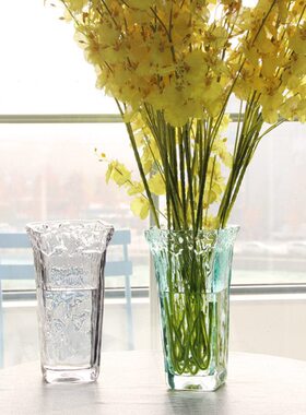 北欧玻璃花瓶 透明加厚创意客厅插花鲜花玫瑰百合干花花瓶摆件