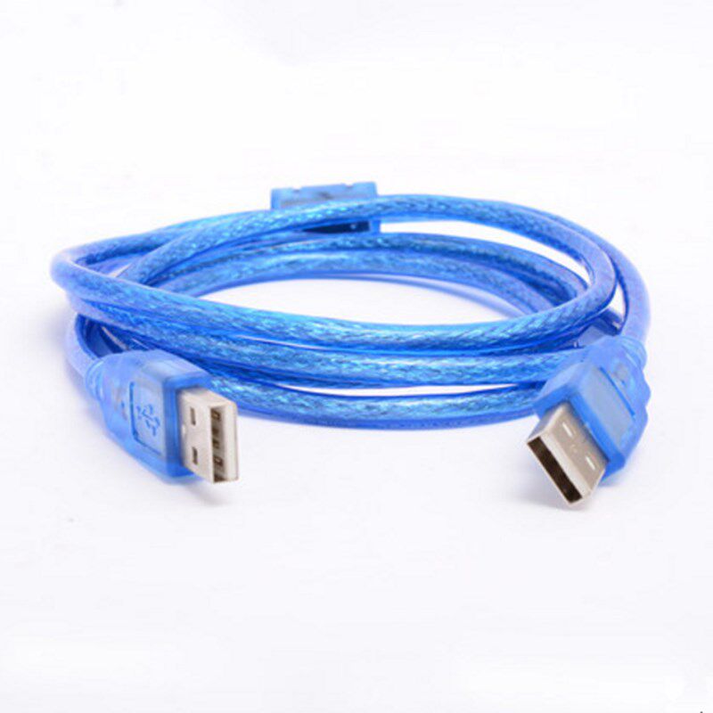 USB公对公对考数据线1.5/3米2.0蓝色双屏蔽A对A铜线USB带磁环U对U - 图1