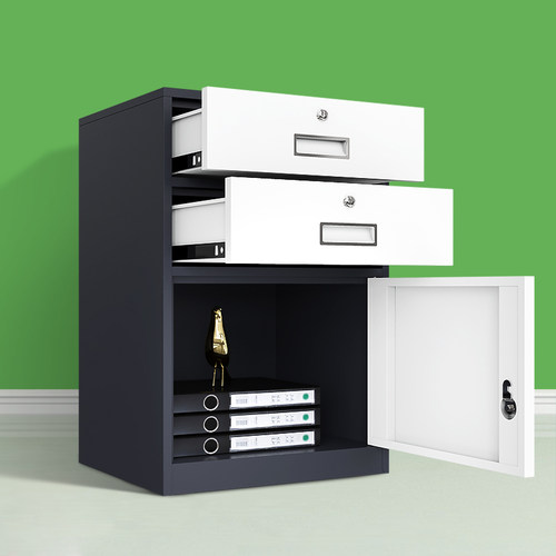 钢制彩色活动柜办公室文件柜矮柜桌下活动带锁抽屉移动储物柜包邮 - 图0