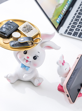 创意轻奢可爱托盘摆件玄关钥匙收纳家居客P厅桌面办公室装饰品