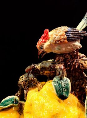 陶瓷石湾公仔创意仿真柚子宝宝新婚商铺家居客厅装饰中式禅意摆件