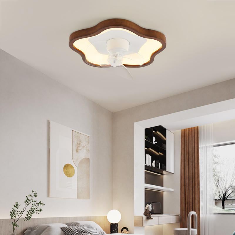 日式摇头a风扇灯遥控智能静音超薄北欧实木房间书房餐厅卧室吸顶 - 图2