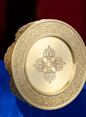 纯铜曼扎盘八吉祥雕花家居修供曼茶罗围边曼达盘全套曼扎修盘10cm