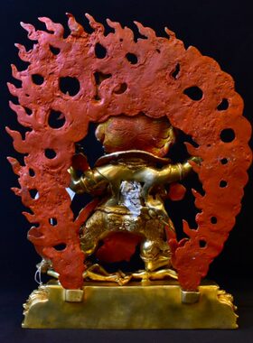 象瑞阁四臂玛哈嘎拉护法尼泊尔手工精品紫铜鎏金密宗摆件1尺铜像