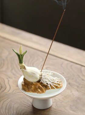 全手工陶瓷水仙香插仿生瓷家居摆件水仙花茶宠茶道零配香道香器