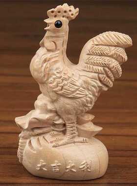 桃木十二生肖木雕摆件手把件子鼠丑牛卡通生肖手把件家居工艺品