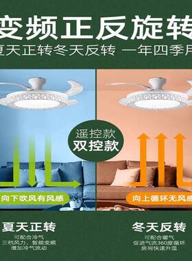 隐形风扇吊灯吸顶吊扇灯家用餐厅客厅静音白色电扇吊灯