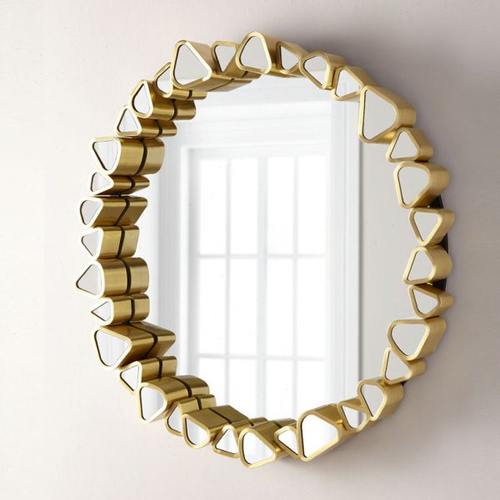 简约圆形化妆镜玄关壁挂镜客厅餐边背景墙艺术装饰镜洗手台浴室镜 - 图0