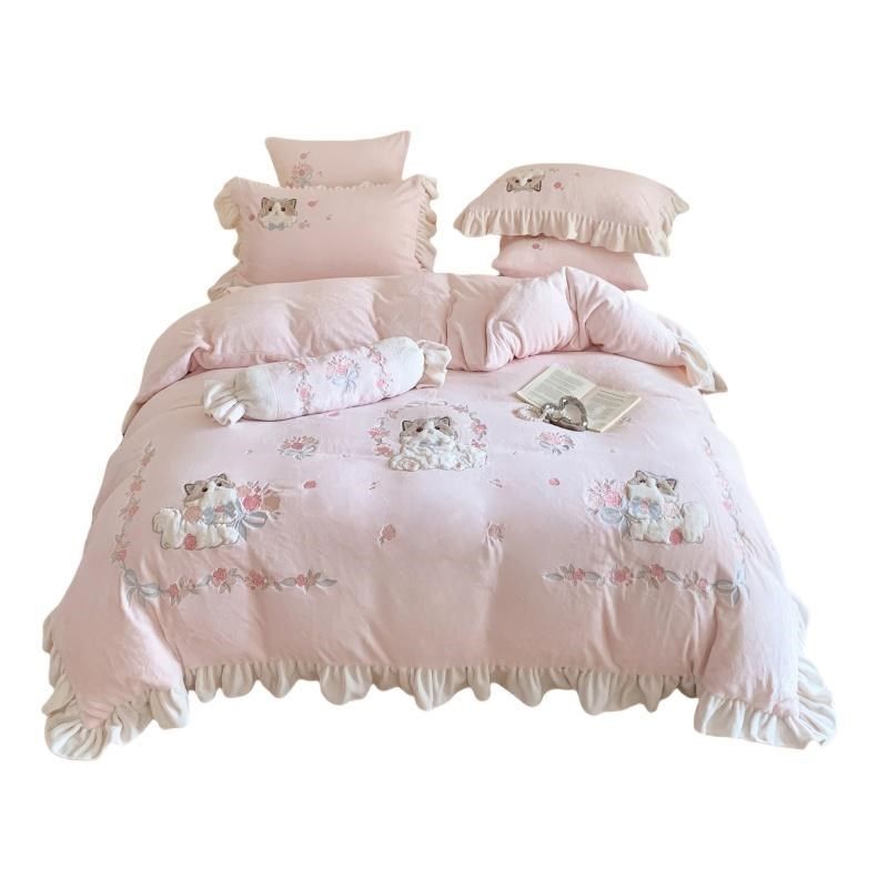 冬季少女可爱卡通加厚牛奶绒四件套珊瑚绒被套床单公X主风床上用,淘宝优惠券,粉丝福利购,淘宝优惠卷