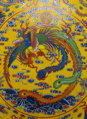 古玩旧藏陶瓷装饰盘子大r号摆件凤图鎏金中式家居客厅玄关摆盘瓷