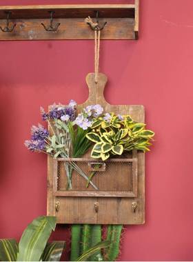 复古木制铁艺园艺壁挂旧木家居花卉装饰挂件量大从优