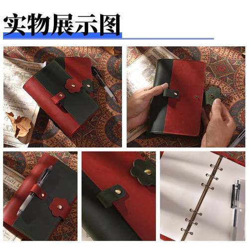 疯马皮手账本A6随身携带商务记事本带笔插收纳本子真皮手账本 - 图2