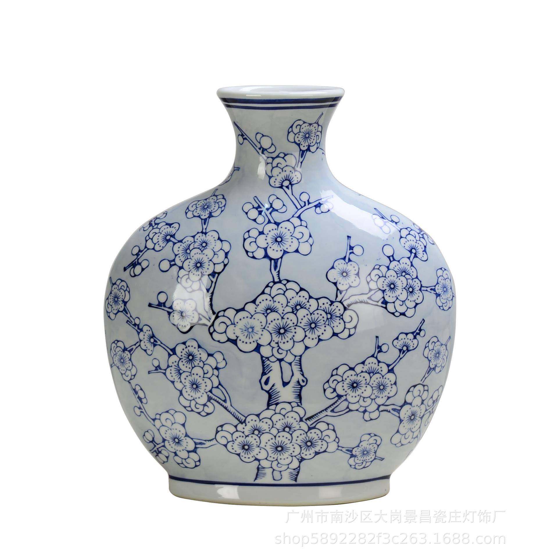 景昌古典中式青花手绘梅花陶瓷花瓶客厅样板房玄关陶瓷摆件,淘宝优惠券,粉丝福利购,淘宝优惠卷
