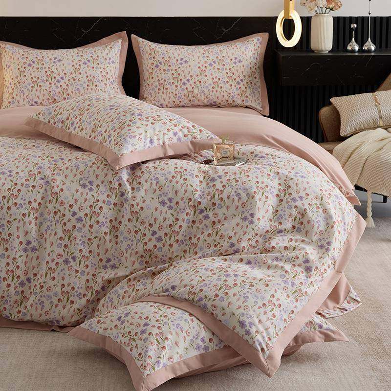 新款全棉超柔宽边精梳磨毛四件套床单款亲肤套件家用床品加厚保暖,淘宝优惠券,粉丝福利购,淘宝优惠卷