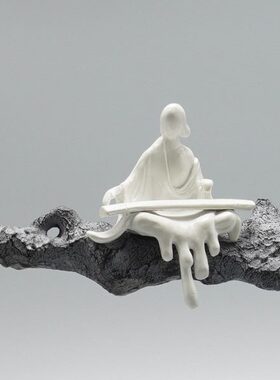 新中式创意雕塑禅意佛摆件书房客厅玄关酒柜工艺品办公室软装饰品