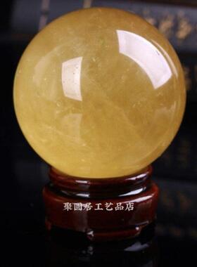 天然4cm6cm紫水晶球黄色粉色水晶球办公室风水摆饰原石打磨水晶球