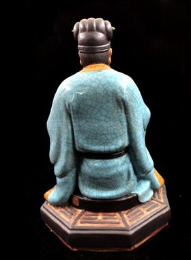 石湾公仔陶瓷诸葛亮摆件孔明三国人物工艺品读春秋坐像羽扇纶巾