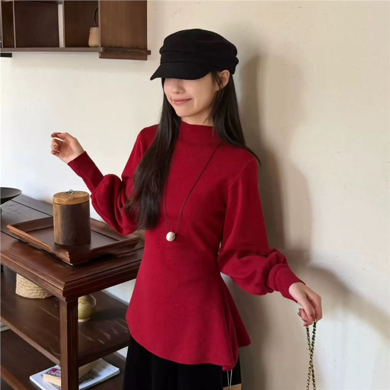 AWMUMU韩系绝美紫色半高领毛衣女辣妹风收腰气质上衣女内搭针织衫,淘宝优惠券,粉丝福利购,淘宝优惠卷