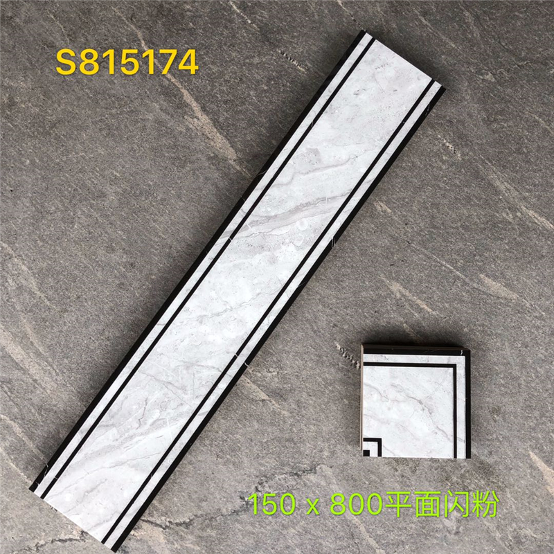 波导线拼花瓷砖客厅腰线过道边框镀金微晶石波J打线800 x150踢脚 - 图0