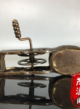 怀旧民国老物件老式纯铜龙纹同墨斗墨线盒木工划线工具老铜器收藏