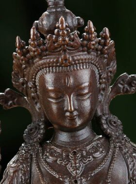 小佛像工艺摆件铜制复古白度母迷你口袋佛家用桌面创意工艺品2寸