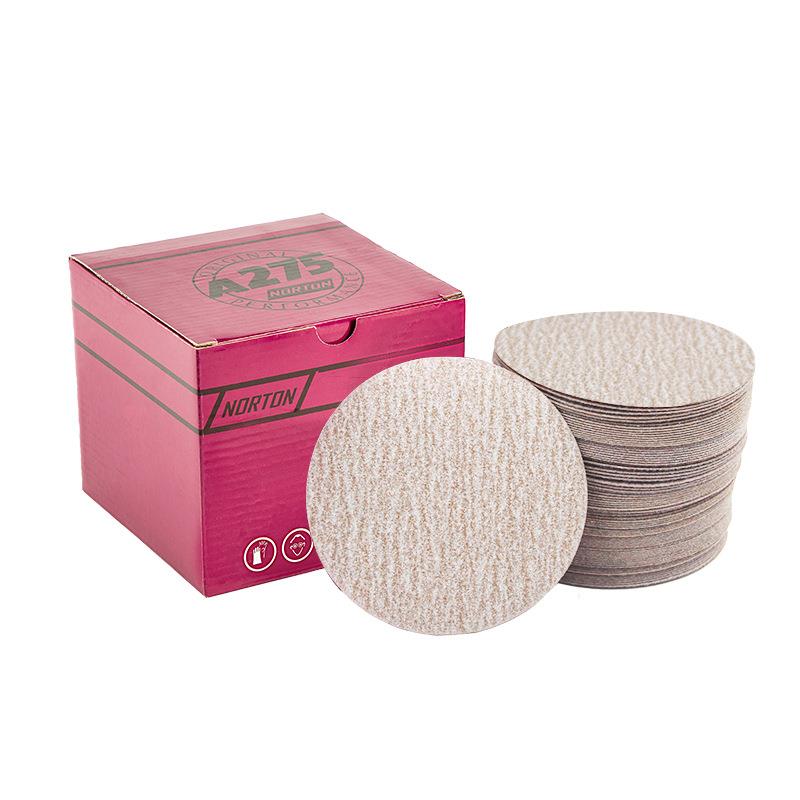 诺顿A275植绒砂纸片家具油漆汽车腻子抛光打磨5寸圆盘砂纸 - 图3