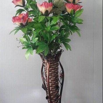 欧式经典家居装饰藤编铁艺客厅三脚铁艺落地花瓶干花插花花器包邮,淘宝优惠券,粉丝福利购,淘宝优惠卷