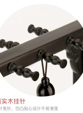 红木新中式博古架架摆件 文房四宝收纳架木制工艺品书房笔挂毛笔