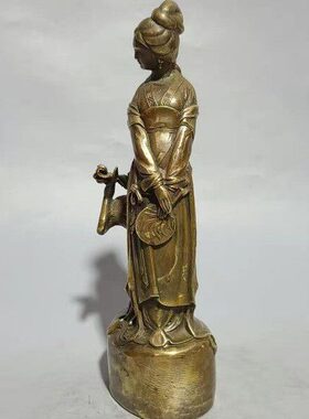 玄关摆件黄铜像办公室姑献寿祝寿礼品家居美站精麻